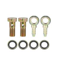 A ABSOPRO Banjo Bolt M8x1 Banjo Hose Barb Bolt Fitting Brake Line Fitting with Copper Washer for Motorcycle Car 2pcs
