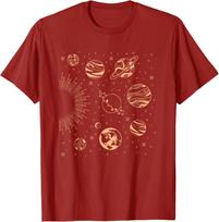 Dangiški planetos Saulės sistemos grafinis marškinėlis Vintage astrologija Saulės spaudinys Unisex laisvalaikio marškinėlis S