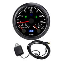3 viename GPS spidometras, tachometras, degalų lygio matuoklis su posūkių rodikliais 3 3/8 colio 120 MPH 8000 aps./min. 7 spalvos apšvietimas kemperiui Black Dial Black Bezel