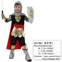 Helovino viduramžių Romos karališkasis riteris karys su apsiaustu Cosplay kostiumu berniukams, karnavalo Europos kareivis M