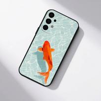 Koi Auksinė žuvelė Juodas dangtelis Telefono dėklas Samsung S25,S24,S21,S22,S23,S30,Ultra,S20,Plus,Fe,Lite,5G Samsung S105G