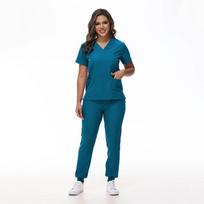 Medical Jumpsuit Women Nurses Jogger Spandex Elastic Nursing Scrubs Uniforms Sets for Women Female Healthcare Work Wear Articles XS mėlyna