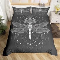 Colorful Dragonfly Duvet Cover Set Women Kids Girls Floral Botanical Pattern Room Decor Bedding Set Queen King Comforter Covers EU Single(135*200cm)3pcs