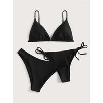 Black Bikini Extreme Swimsuit Triangle Sexy String Swimwear 3Piece Bikinis Set Women Bathing Suit Beach Tangas Biquinis Feminino S