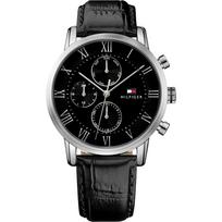 Tommy Hilfiger Kane Vyriškas kvarcinis laikrodis su juodu ciferblatu ir juodu odiniu dirželiu 1791401 juoda