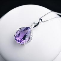 Buyee 925 svarų sterlingų sidabro ametisto akmens pakabukas Grandinėlė Violetinio brangakmenio karoliai moterims Madinga Klasikinė Fine Jewelry Grandinėlė 45cm ametistas