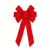 Party Decoration Gold Edge Christmas Tree Top Bow Red Flocking Wreath Bow Double Layer Large Size Front Door Bow Home other raudona