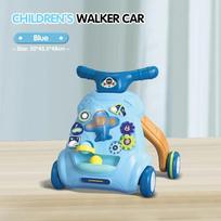 Baby Drag Walker with Wheel Kawaii Musical Flashing Toy Push Walking for Toddler Multifunction Activities Baby Toy 0-12 Months mėlyna
