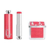 DIOR Rose Glowing Blush + Blush Stick Makeup Set Natural Moisture Boosting Color + Two-piece set: Blush #015 Cherry + Blush Stick #015 Cherry raudona