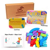 Wooden 3D Puzzles for Kids Montessori Games Children Learning Educational Toys Wood Geometric Shapes Puzzle Tangram Jigsaw Board