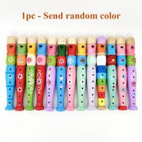 1pc 20cm/7.87in Colorful Wooden Flute Music Instrument Trumpet Buglet Hooter Kids Educational Learning Musical Toys for Children