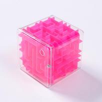 8cm/3,15 colio kubas 3D labirintas Dėlionė Šešiakampis riedančio kamuoliuko žaidimas Labyrinthas Vaikų balanso treniruotė Streso mažinimo žaislai Vaikams rožinė