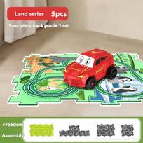 Dėlionės žaislų rinkinys Geležinkelio automobilis „Pasidaryk pats“ Surinkite dėlionę, lanksčią geležinkelio bėgių trasą Tėvų ir vaikų sąveikos žaislas Elektrinis automobilis Dėlionės žaislai Dovanos