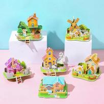 3PCS 3D Three-dimensional Building Puzzle Model Toys DIY Handmade Paper Puzzle Building Blocks Educational Toy Gifts Children