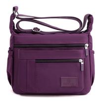 Middle-aged Women's Large Capacity Nylon Crossbody Bag: Multi-Compartment, Lightweight, Casual, Business & Shopping Coin Purse tamsiai violetine spalva