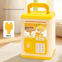 Children's Secure Piggy Bank with Light, Music, Key, and Large Storage geltona