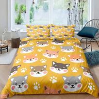 Shiba Inu Mielas Shiba Inu Patalynės Komplektas Viengulis Twin Dvigulis Queen King Cal King Dydžio Lovos Lininiai Patalai 135x200cm
