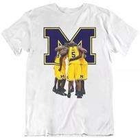 Retro Navy Michigan Fab Five Basketball Team Vintage Graphic Casual Cotton Short-Sleeve T-Shirt 4XL