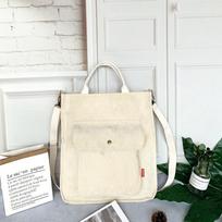 Korean Student Corduroy Crossbody Bag - Large Capacity Canvas Tote smėlis