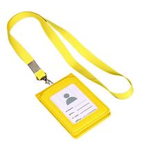Stationery Business Bus Cards Cover Badge Holder ID Desk Organizer Card Holder with Lanyard žalia