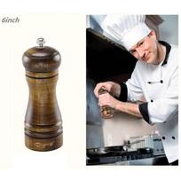 Rustic Wooden Spice Grinder Set With Adjustable Mechanism For Cooking Enthusiasts 6in