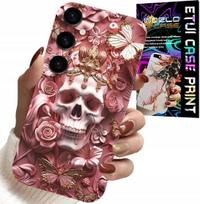 Etui Do Samsung Galaxy M55 5G - Kobiece, Modne Wzory, Czaszka W Róże