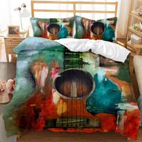 Guitar Rock Music Hip Hop Hippie Comfortable Duvet Quilt Cover Pillowcase Bedding Set Children Bedroom Decoration Home Textile 135x200cm