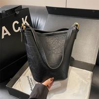 Retro Texture Bucket Bag Women's Shoulder Messenger Bag juoda
