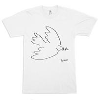 Retro Streetwear High-quality Crew-neck Short-sleeved Men's Tshirt Dove of Peace Pablo Picasso T-Shirt Tee Men's Women's T-shirt S įvairiaspalvis