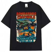 Bombardiro Crocodilo VS Tralalero Tralala T-Shirt Funny Italian Brainrot Meme Popular T-shirts Men Women Loose Cotton Tees Tops S įvairiaspalvis