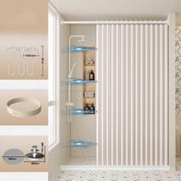 Bathroom Folding Shower Curtain Without Punching Invisible Tarp Toilet Partition Bath Shower Dry and Wet Separation No Rod (as the picture,80x180cm)