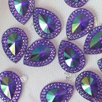 Craft Decorations Jewelry Handmade Crystal Stones Glitter Water-drop Rhinestone Flatback Applique AB Colorful Resin Ornament violetinė