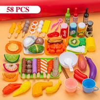Mini Kitchen Pretend Play Toys Barbecue Set Children's Cooking Simulation Food Multi-set Christmas Gift For Kids Toddlers Toys