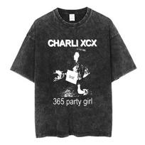 Charli Xcx  Party Girl Brat Album Vintage Washed tshirt Unisex Women Fashion Harajuku Tshirt Casual Loose Tshirts tee top M