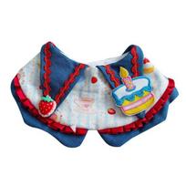 Strawberry Cake Cat Bib Adjustable Snap Button Striped Dog Bandana Bib Cute Birthday Party Bib for Cats Small Medium Dogs S mėlyna