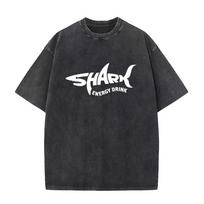 New Unisexs and Womens Printed Washed Tshirt Cotton Loose Round Neck Oversized Tshirt Retro Top M