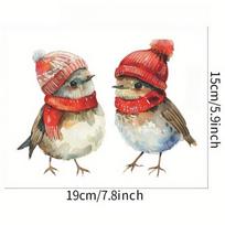 1PC Festive Christmas Cheer Bird Window Glass Stickers for DIY Home Bathroom Smooth Surface Decor Self-adhesive Vinyl Decals