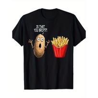 European Size Men'S Humorous French Fry Graphic T-Shirt -Casual Cotton Tee, Loose Fit, Machine Washable, All-Season Round Neck Black T-shirt S įvairiaspalvis