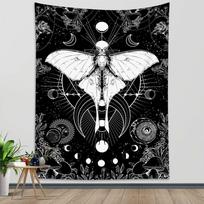 Tapestry moon phase moth trippy mushroom 75x100 juoda