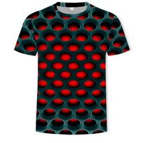 Men's Harajuku Hip Hop T-shirt 3D Optical Illusion Gradient Street Trend Short Sleeve Fashion Versatile Top S