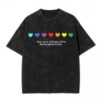 Undertale Sansas Ir Papirusas Frisk Raudona Širdis Skalbti Marškinėliai Gatvės Stilius Hip Hop Vintage Marškinėliai T-shirts Vyrams Moterims Trumpomis Rankovėmis S