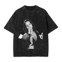 Singer Lana Del Rey Washed Cotton TShirt Beach Aesthetic TShirts Casual Harajuku Tshirt for Male ShortSleeve Print Top Tees M