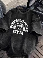 Powerhouse Gym Grafinis Rūgštiniu būdu išplautas Marškinėliai Senovinis Kultūrizmas Sunkiosios Atletikos Dėvėjimas Gatvės Stiliaus Laisvalaikio Viršutiniai Drabužiai Vyrams Moterims 2XL black