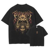 Japan Anime Berserk Graphic Washed TShirt Men Manga Cotton Tshirts Casual Vintage Gothic T Shirt Harajuku Male Street Tshirt S