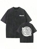 Vintage Washed Blond Frank Ocean Disco Ball Graphic Oversized Cotton TShirt for Hip Hop Music Fans Harajuku S