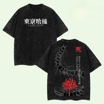 Anime Tokyo Ghoul Ken Kaneki Graphic T Shirt Men Women Washed Cotton Tshirts Vintage Casual Clothing Harajuku Male Loose Tshirt S
