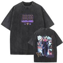Washed Vintage Anime JoJos Bizarre Adventure Dio Brando Double Sided Print Tshirt Men Womens Casual Oversized Cotton T Shirts S