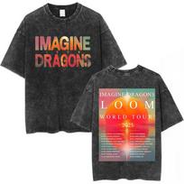 Imagine Dragons Band Loom Tour  Merch T Shirts Men Women Fashion Hip Hop Retro Washed Tshirts Cotton Short Sleeve Tee Shirt S