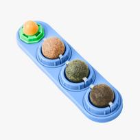 Catnip Chew Toy Set Interactive Cat Toy with Multiple Catnip Balls and Durable Base for Cat Teeth Cleaning and Playtime Stimulation one size mėlyna