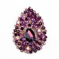 Hot Sale Crystal Water-drop Brooches for Women Vintage Fashion Pendant Style Elegant Wedding Pins Party Jewelry Brooch violetinė